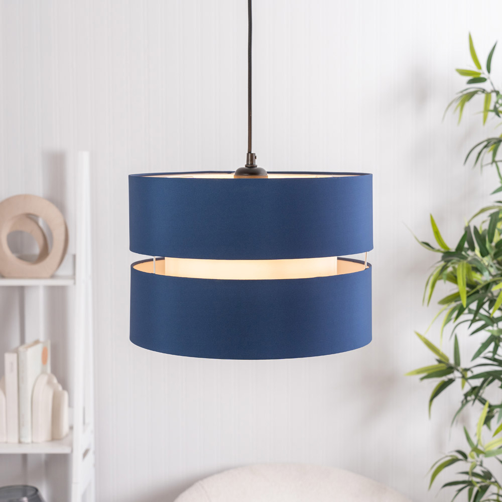 ValueLights Sophia 2 Tier Navy Ceiling Light Shade Large Image 2