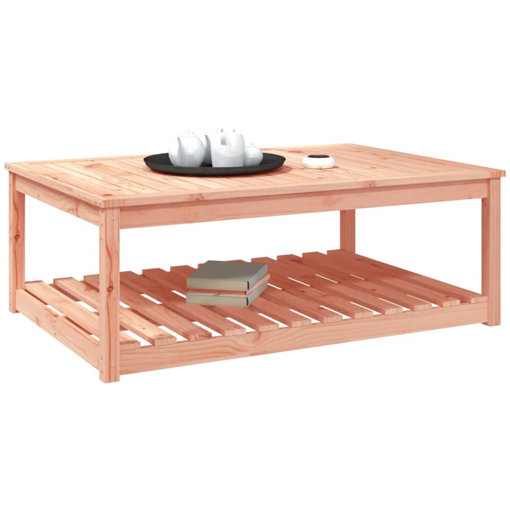 vidaXL Single Shelf Natural Solid Douglas Wood Slatted Garden Table 121 x 82.5cm Image 5