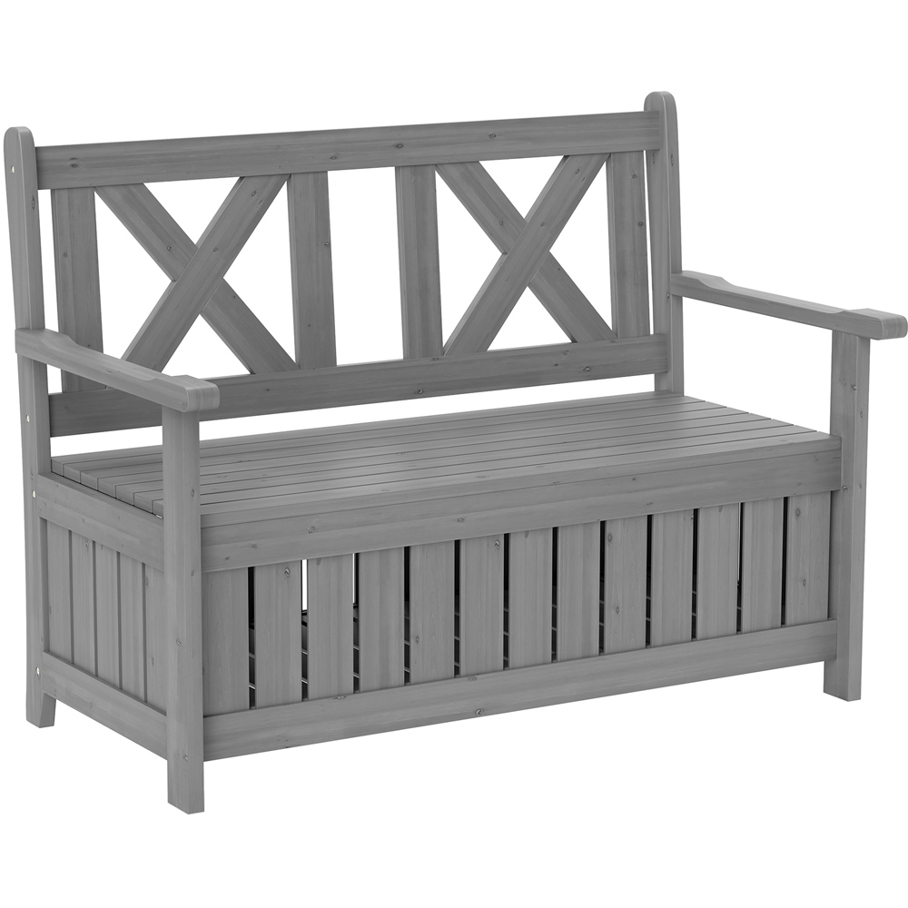 Outsunny Charcoal Grey Wood Storage Garden Bench Image 2