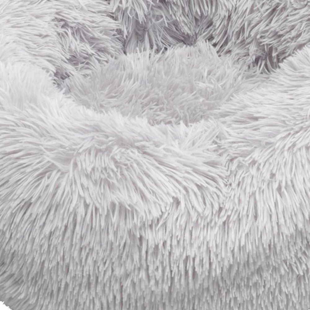 House of Paws Small and Medium Grey Faux Fur Donut Pet Bed Image 2