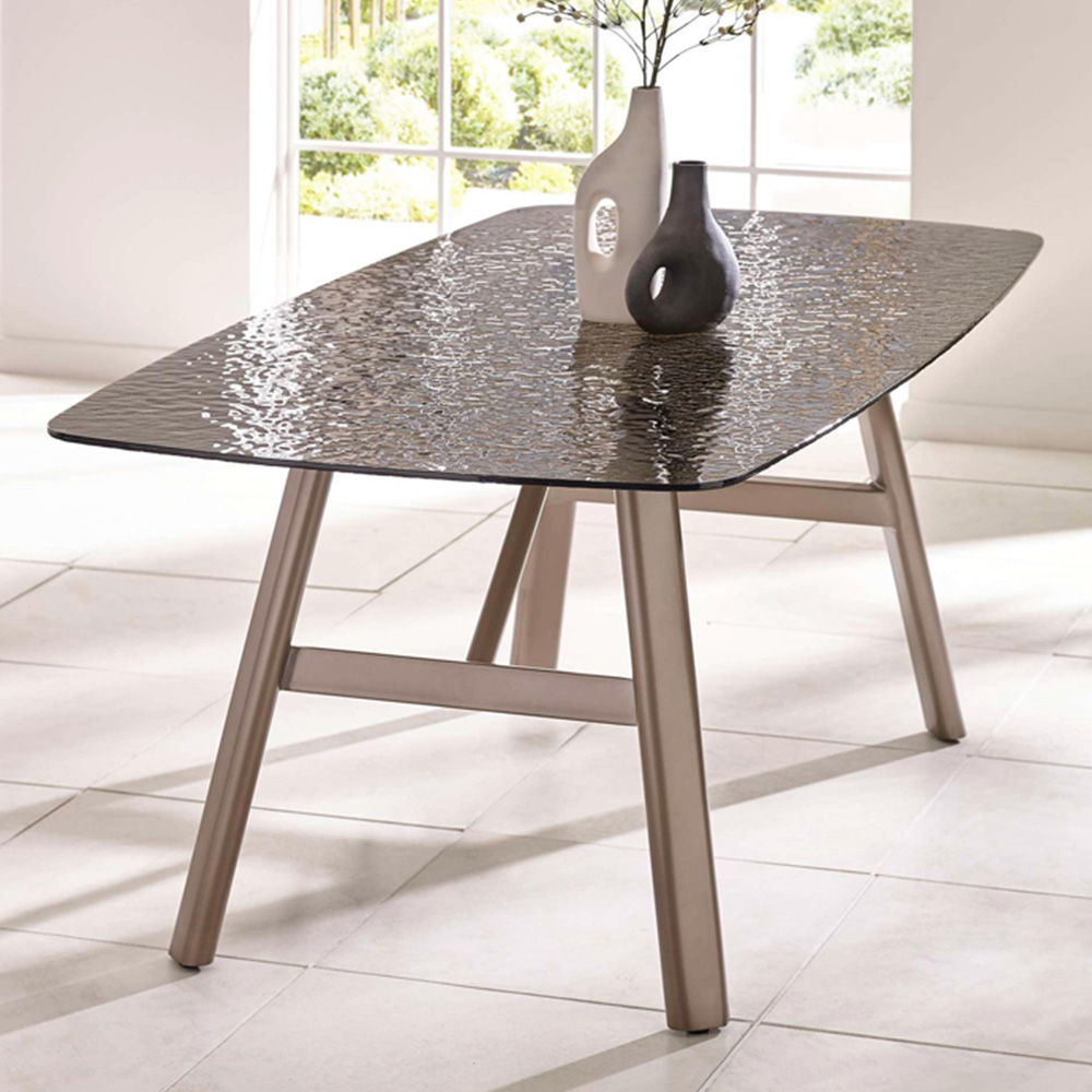 Julian Bowen Callisto 6 Seater Smoked Bubble Glass Rectangular Dining Table Image 1