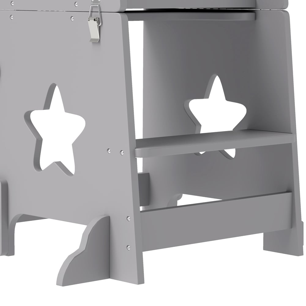AIYAPLAY 2-in-1 Grey Toddler Step Stool with Safety Rail Image 3