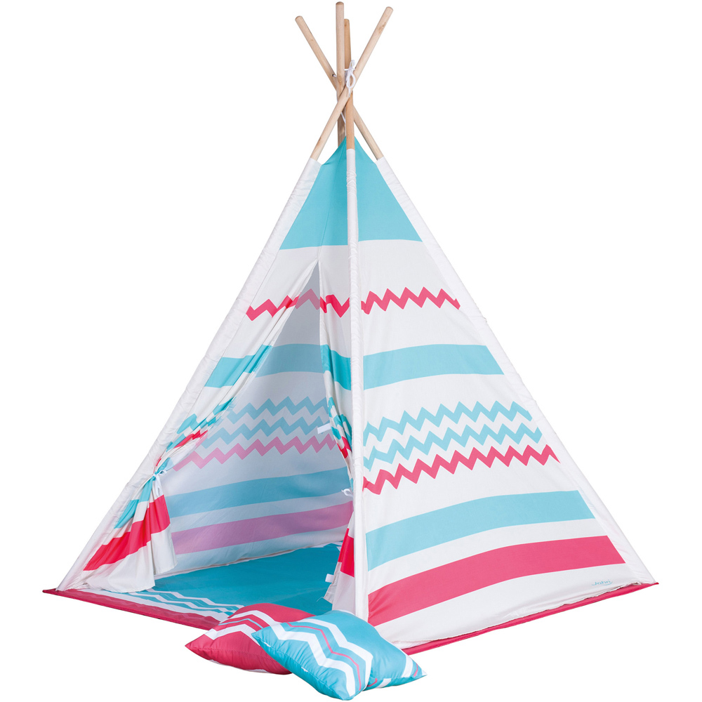 Tepee Wooden Play Tent with Blanket and Cushions Image 1