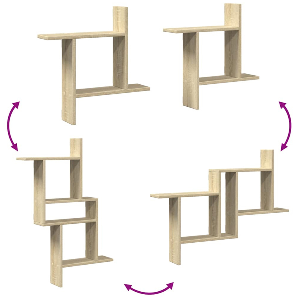 vidaXL 50cm Set of 2 Sonoma Oak Floating Wall Shelf Image 9