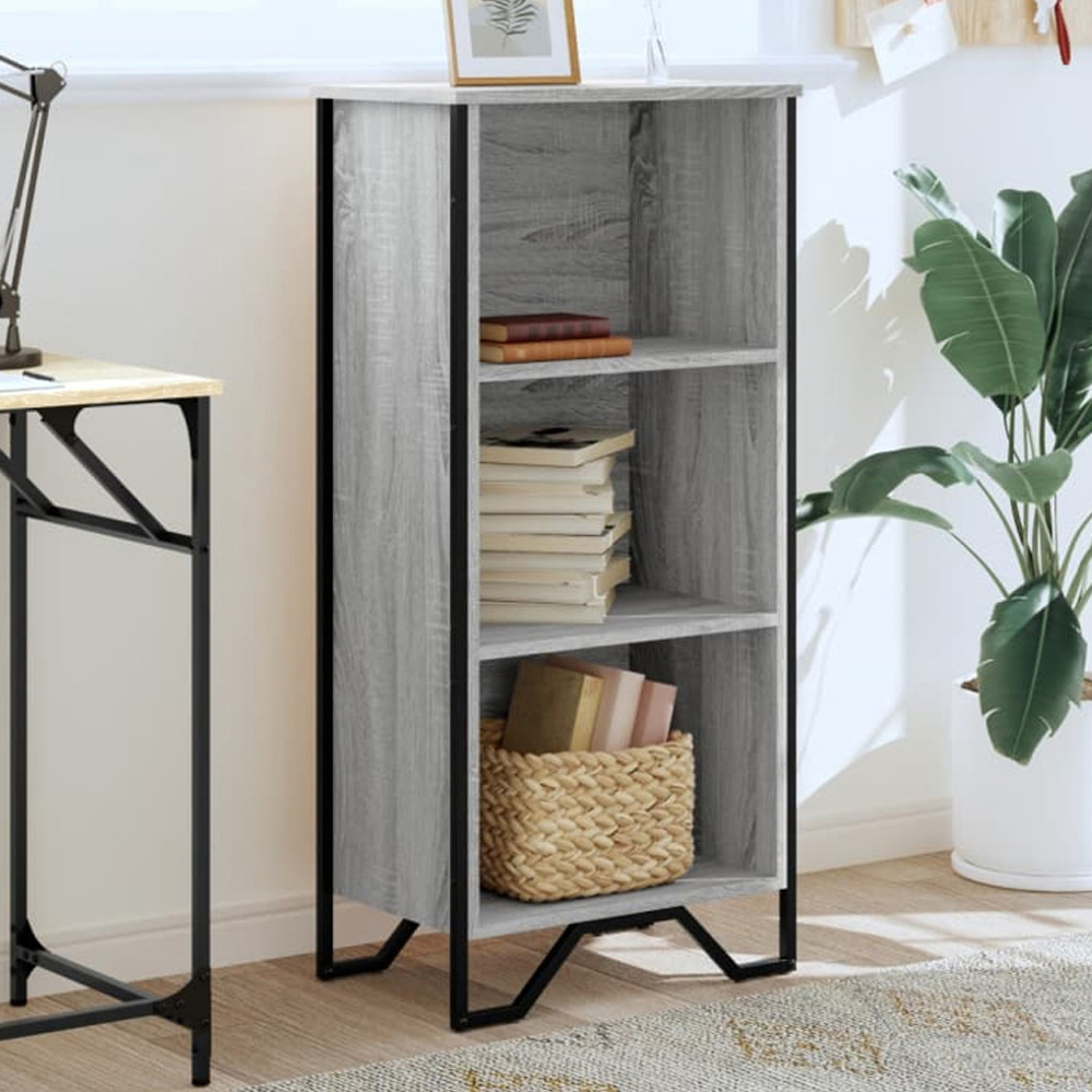 vidaXL 3 Shelf Grey Sonoma Bookcase Image 1