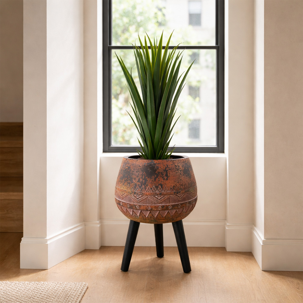 Leaf Brown and Black Composite Planter with Stand 44cm Image 2