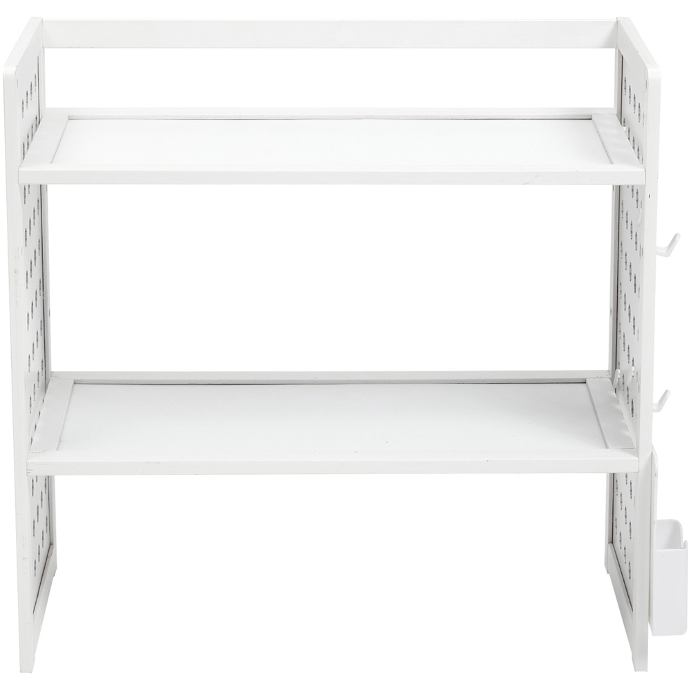 Living and Home 2 Shelf White Bamboo Desktop Storage Rack Image 2
