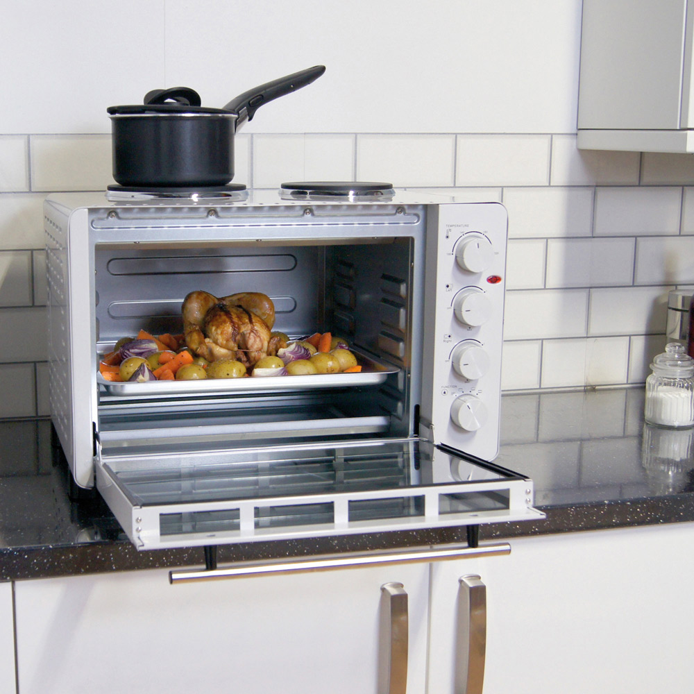 Igenix White 45L Electric Mini Oven with Double Hotplates Image 2