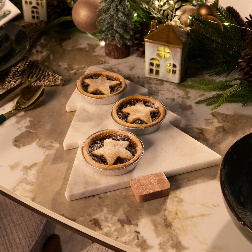 Marble and Wood Christmas Tree Serving Board White Image 6