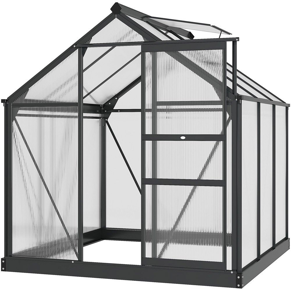 Outsunny Galvanised Aluminium Polycarbonate 6 x 6ft Walk In Greenhouse Image 1