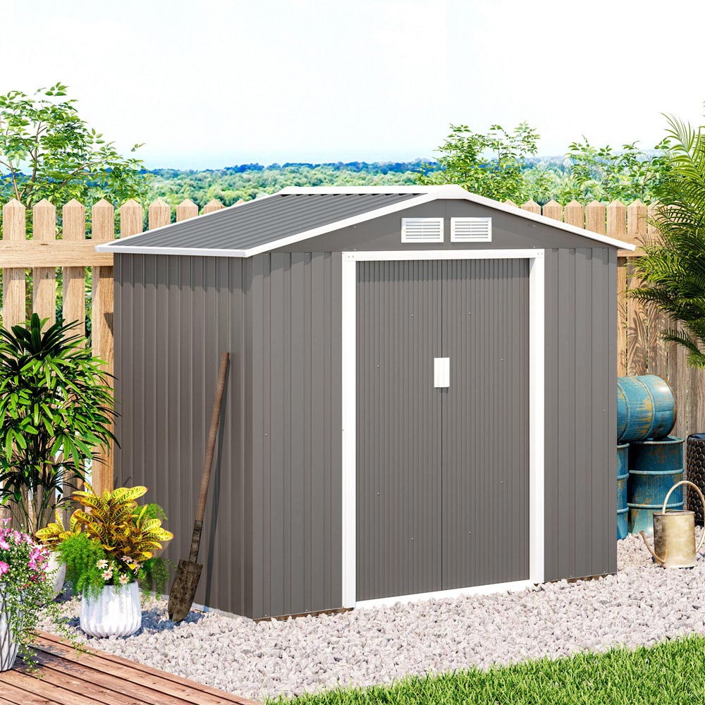 Outsunny 7 x 4ft Apex Double Sliding Door Lockable Garden Storage Shed Image 2