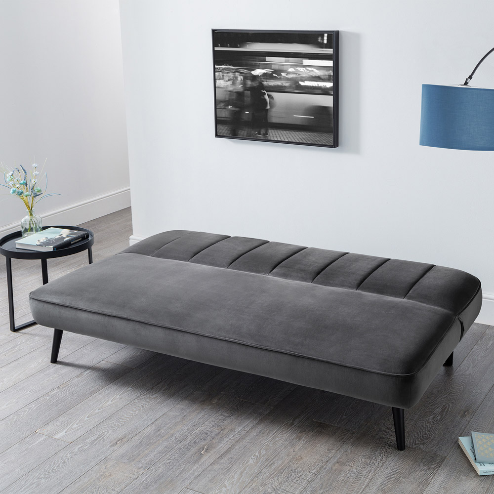 Julian Bowen Miro 3 Seater Grey Velvet Sofa Bed Image 7