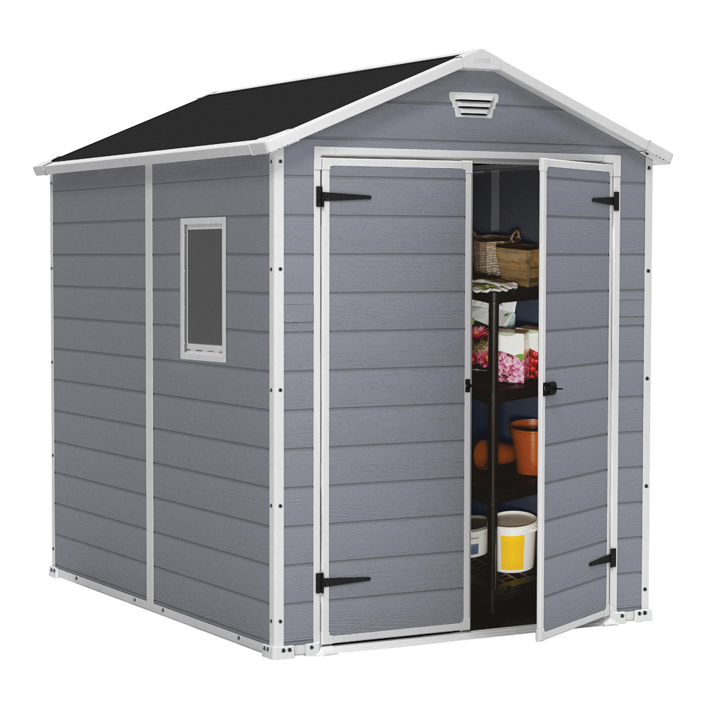 Keter Manor 6 x 8ft Grey Outdoor Resin Garden Storage Shed Image 3