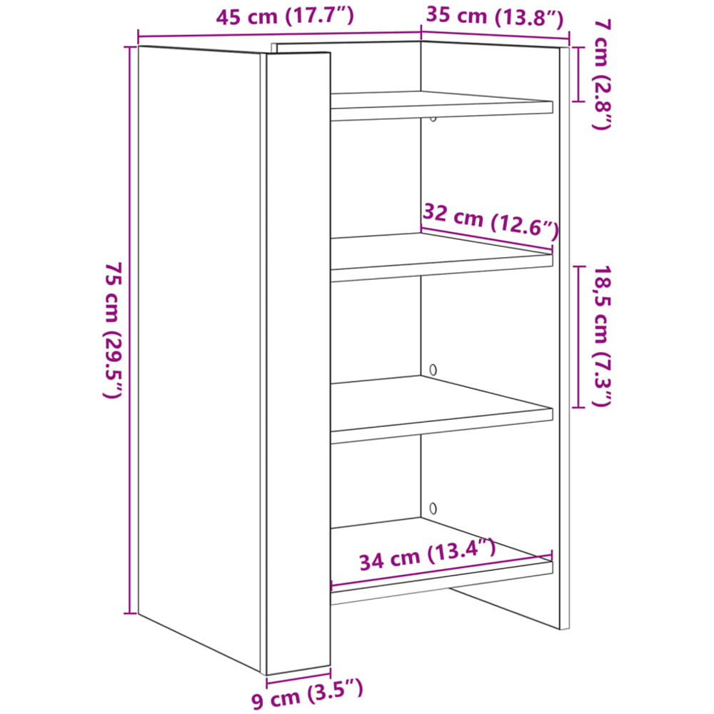 vidaXL 4 Shelf Concrete Grey Sideboard Image 9