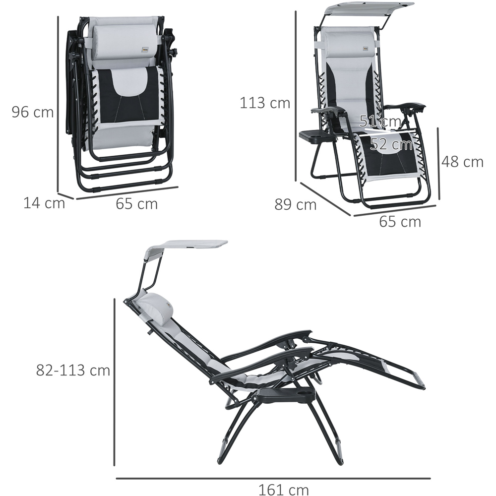 Outsunny Grey and Black Zero Gravity Folding Recliner Chair Image 8