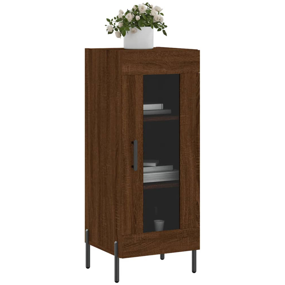 vidaXL Single Glass Door Brown Oak Sideboard Image 3