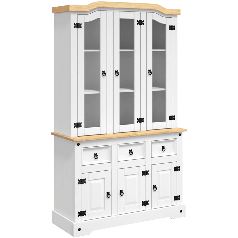 vidaXL Corona 6 Door 3 Drawer White Solid Pine Wood Highboard Image 2