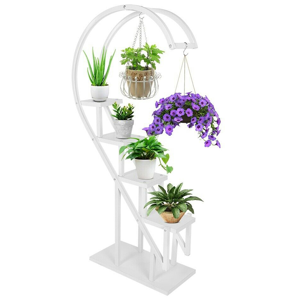 Living and Home Multi Tiered White Plant Stand Image 3