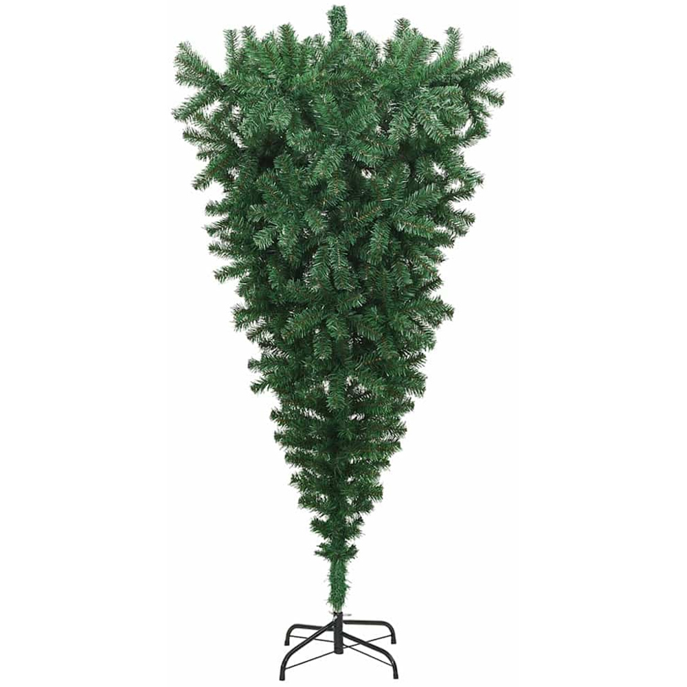 vidaXL Pre-Lit Black Bauble Green Upside-Down Artificial Christmas Tree 7ft Image 3