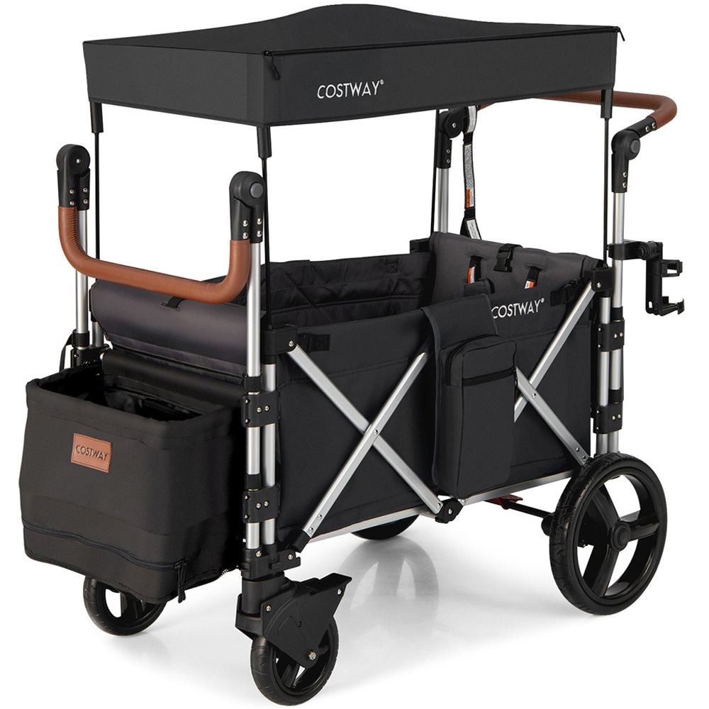 Costway Black Twin Baby Double Stroller Wagon Image 1