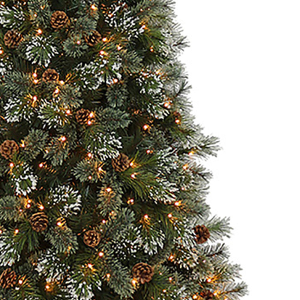 Wilko 9ft Pre Lit Frosted Tips and Cones Tree Wilko