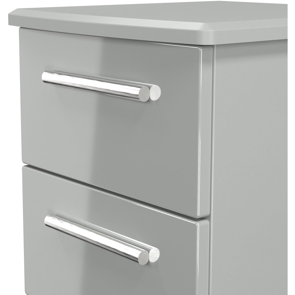 Crowndale Knightsbridge 2 Drawer Grey Gloss and Dusk Grey Compact Bedside Cabinet Ready Assembled Image 5