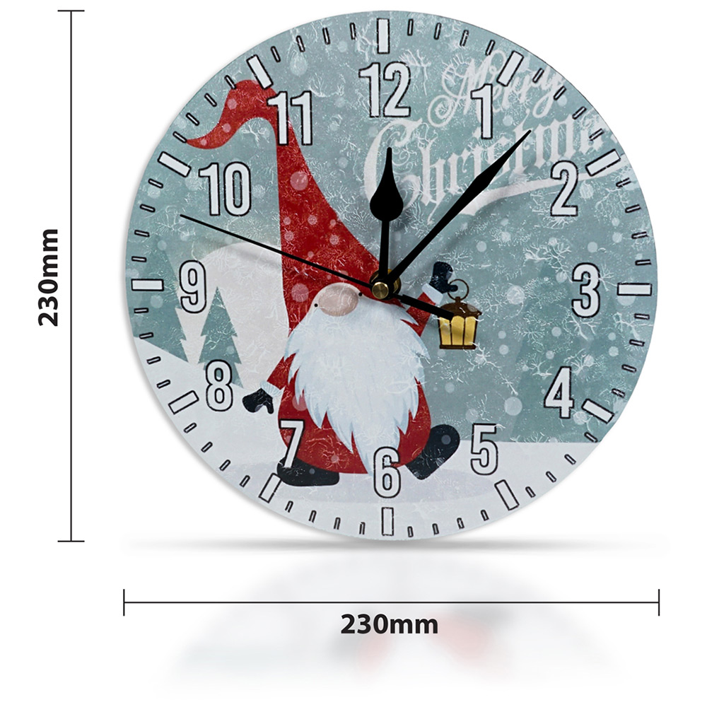 Xmas Haus Christmas Gonk Santa Wall Clock 23cm Image 3