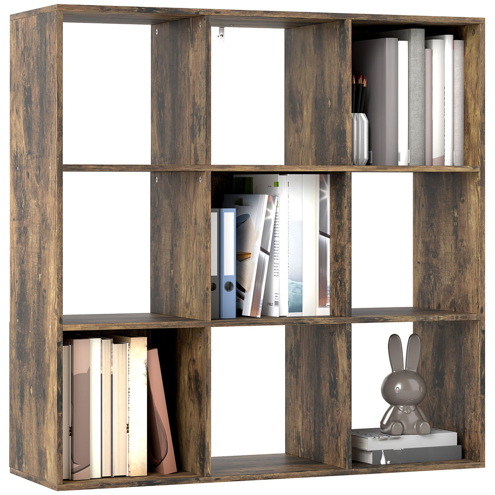 HOMCOM 9 Cube Rustic Brown Storage Unit Image 2