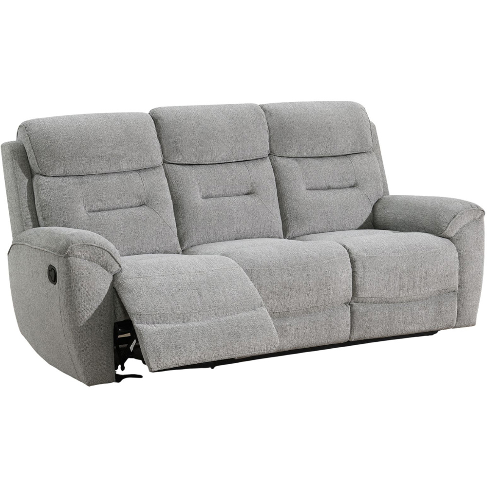Clinton 3 Seater Light Grey Manual Recliner Sofa Image 2