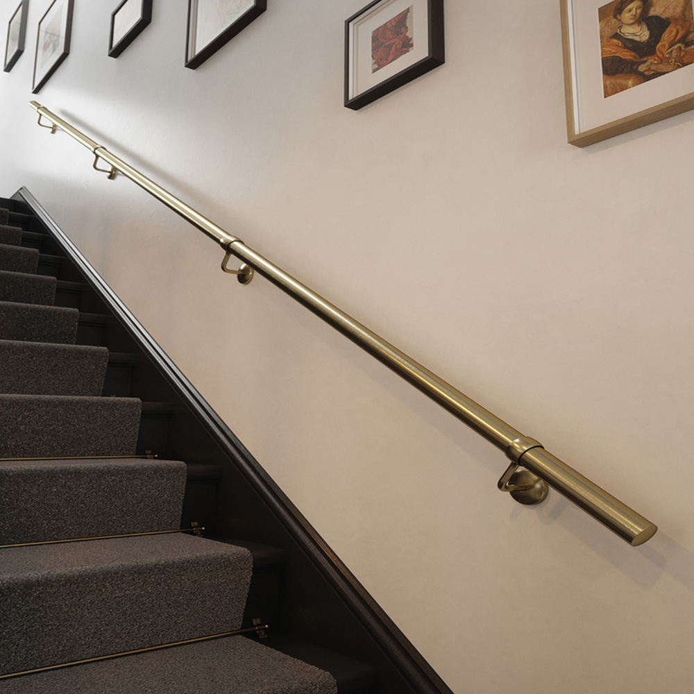 Forgeworks Satin Brass Stair Hand Rail Kit 1.2m Image 2