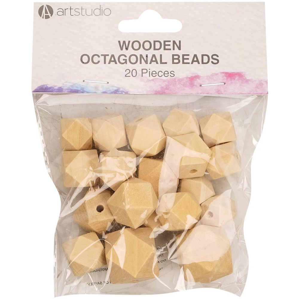 Pack of 20 Art Studio Wooden Octagonal Beads Image