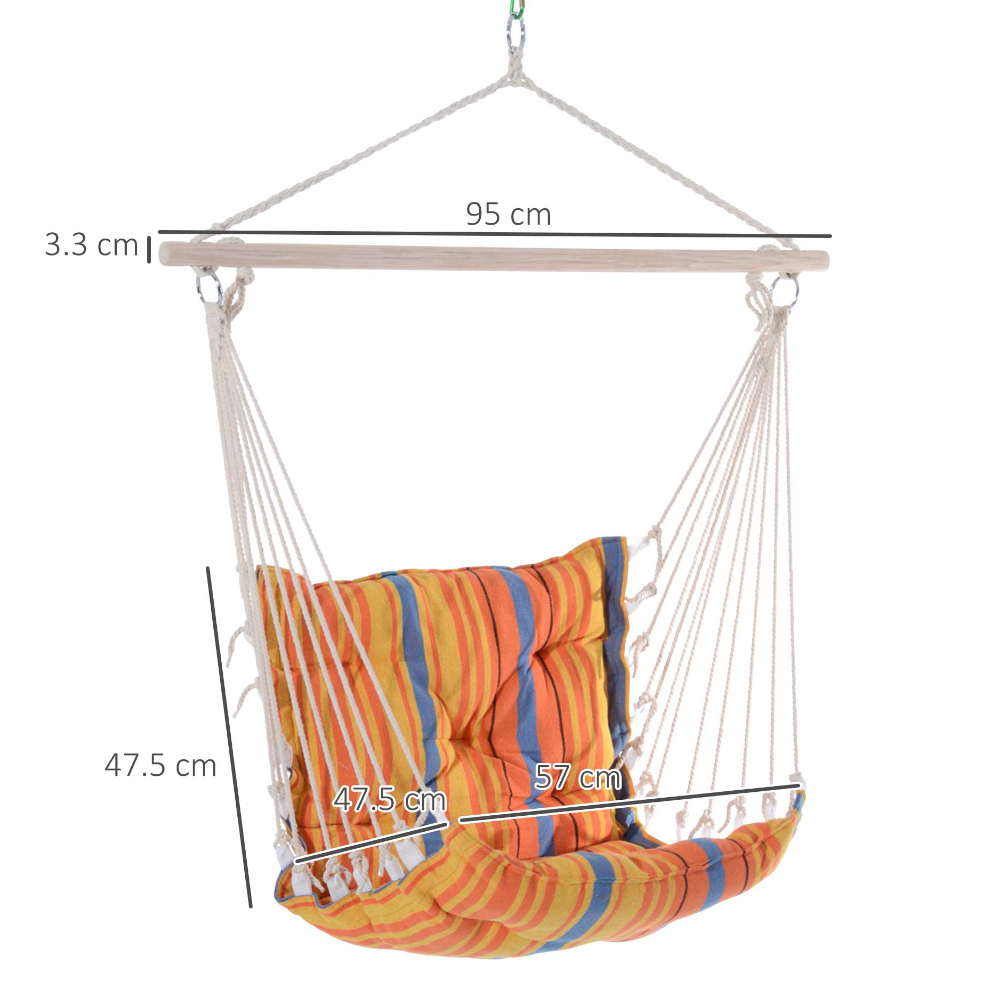 Outsunny Orange Stripe Hanging Padded Swing Chair Image 6