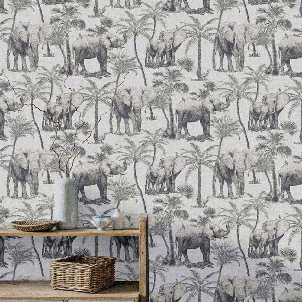 Arthouse Safari Elephant Charcoal Wallpaper Image 7