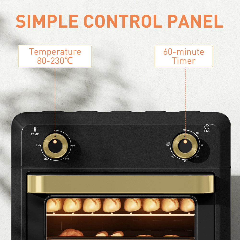 HOMCOM 800-202V70BK Black 10L Electric Air Fryer Oven 1000W Image 5