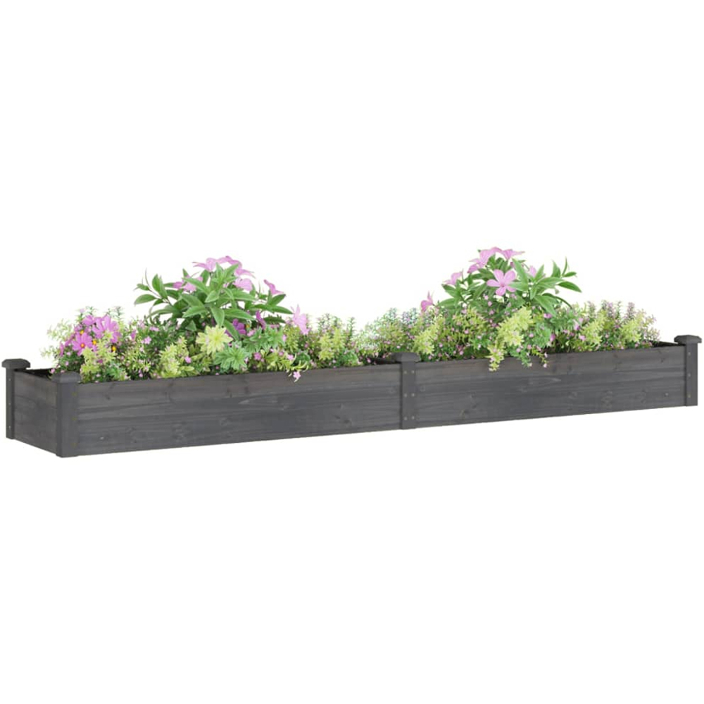 vidaXL Grey Fir Wood Raised Garden Bed 25 x 240 x 45cm Image 2