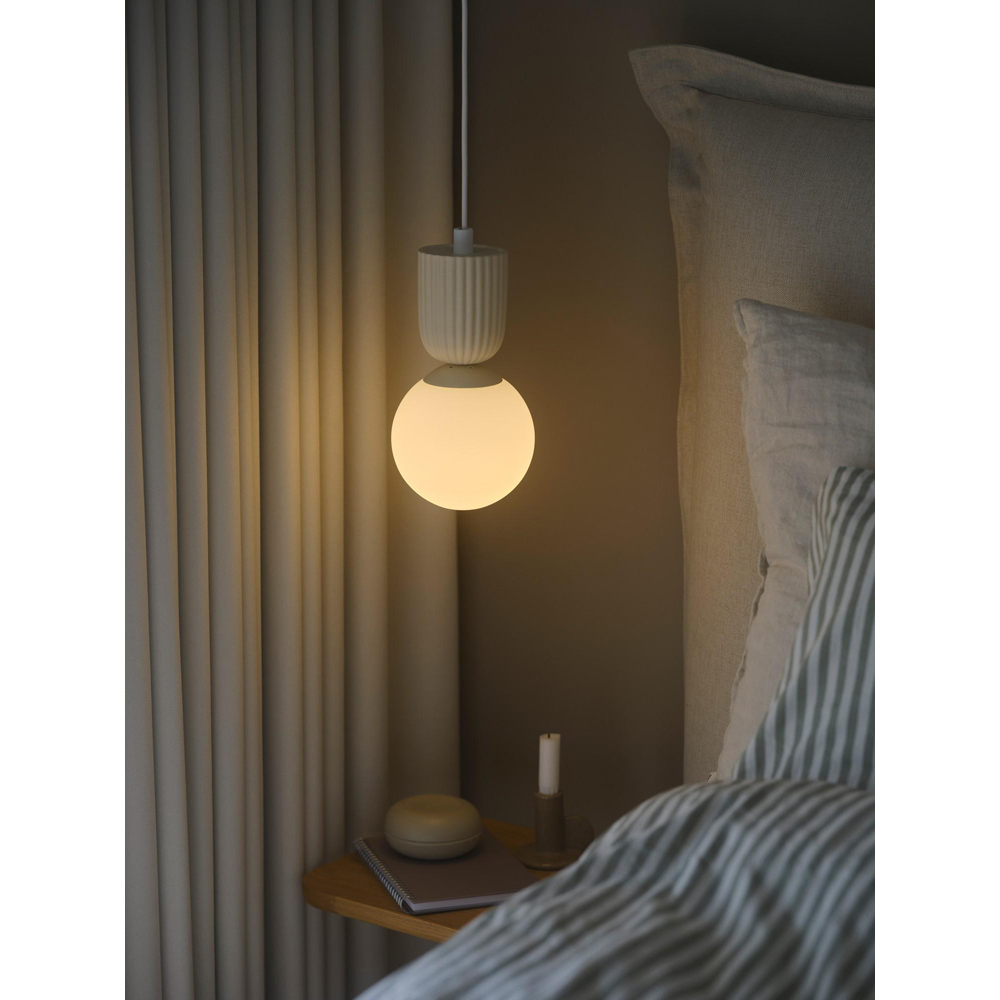Nordlux Sadie Beige Opal Glass Dome Rippled Pendant Light Image 2