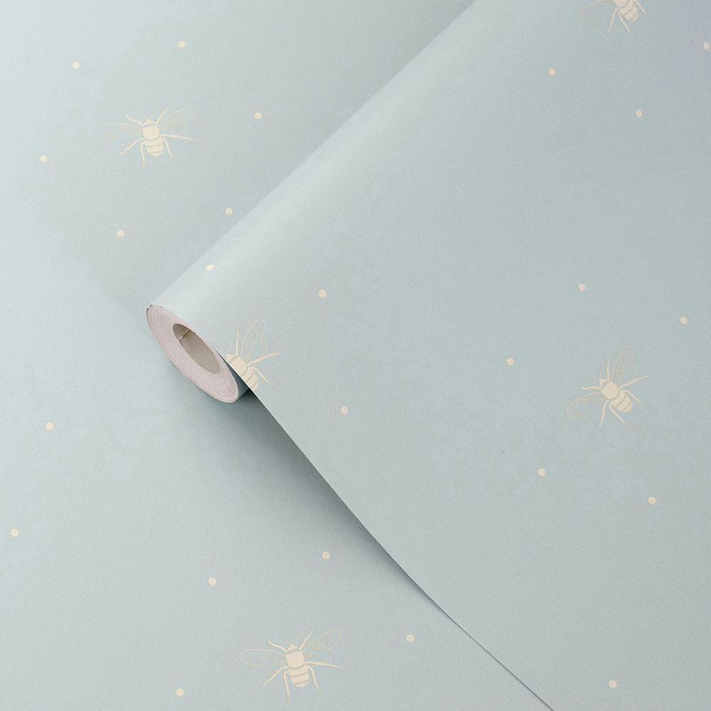 Sophie Allport Bees Silhouette Duck Egg and Stone Wallpaper Image 2