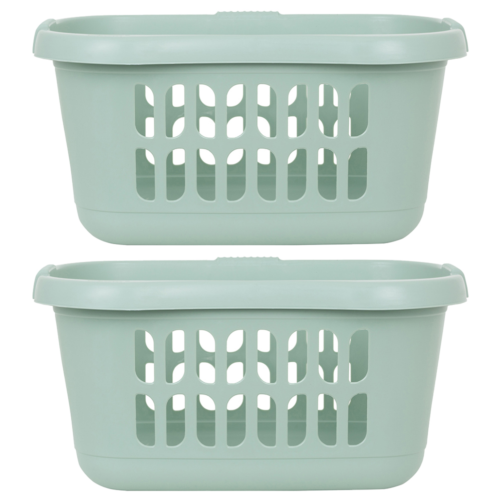 2 x Wham Casa Plastic Hipster Laundry Basket Sage Image 1