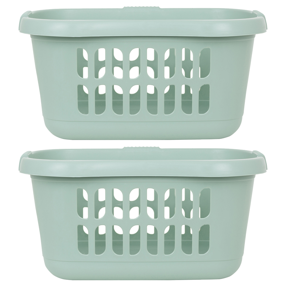 Wham Casa Sage Plastic Hipster Laundry Basket 2 Pack Image 1