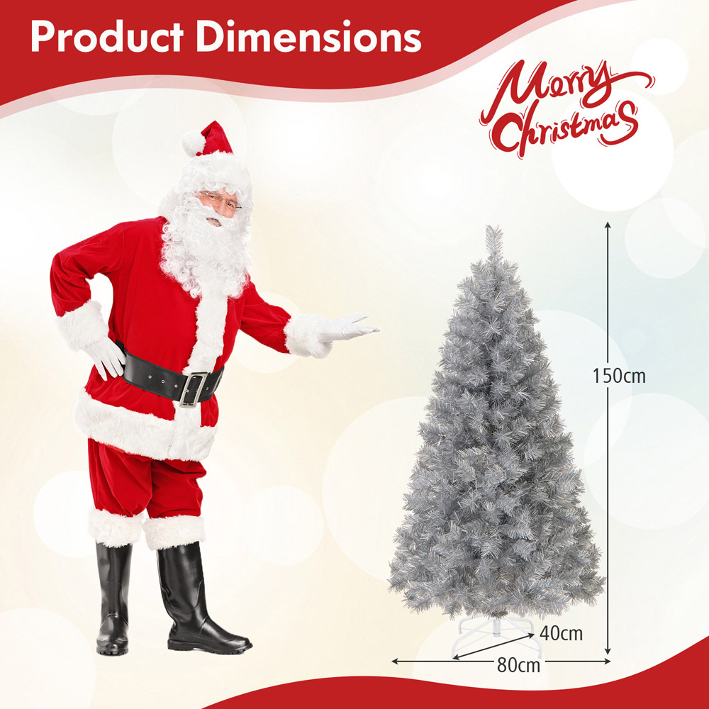 Costway 170 Warm White LED Pre-Lit Artificial Christmas Tree 5ft Image 9