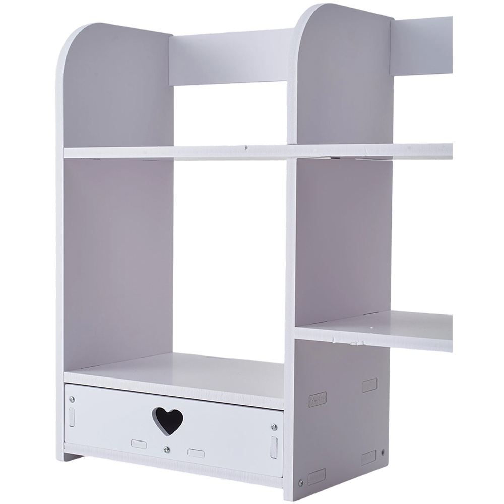 Living and Home Single Drawer 5 Shelf White WPC Asymmetrical Desktop Organiser Image 4