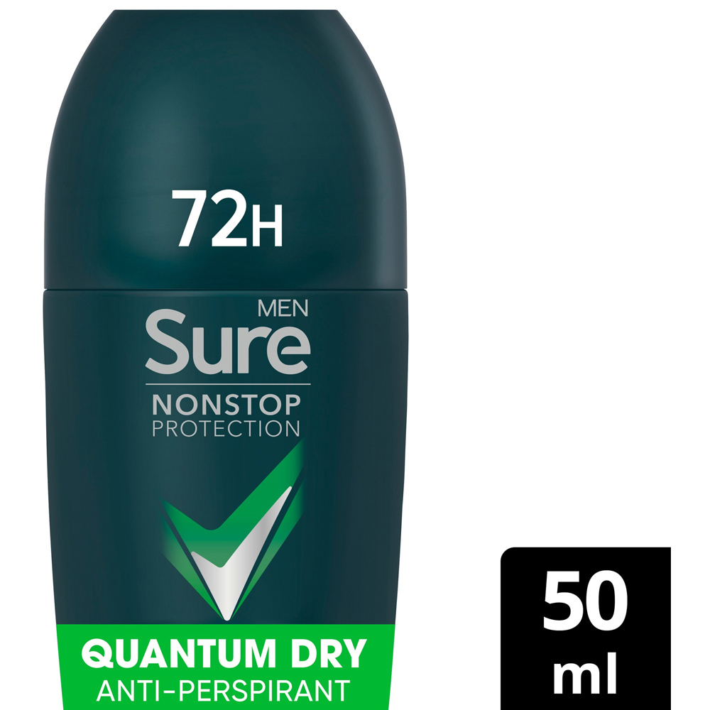 Sure Men Nonstop Protection Quantum Dry Antiperspirant Deodorant Roll On 50ml Image 3