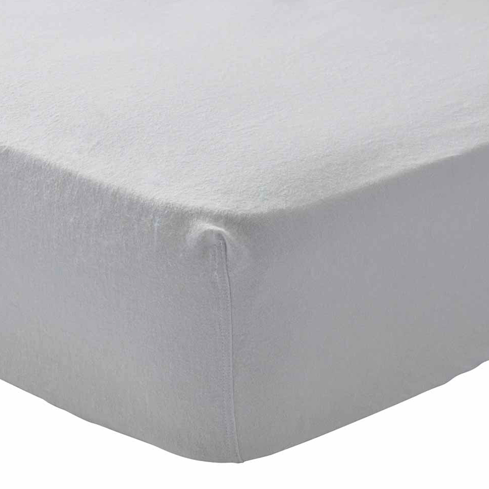 Wilko King Silver Brushed Cotton Fitted Bed Sheet Image 1