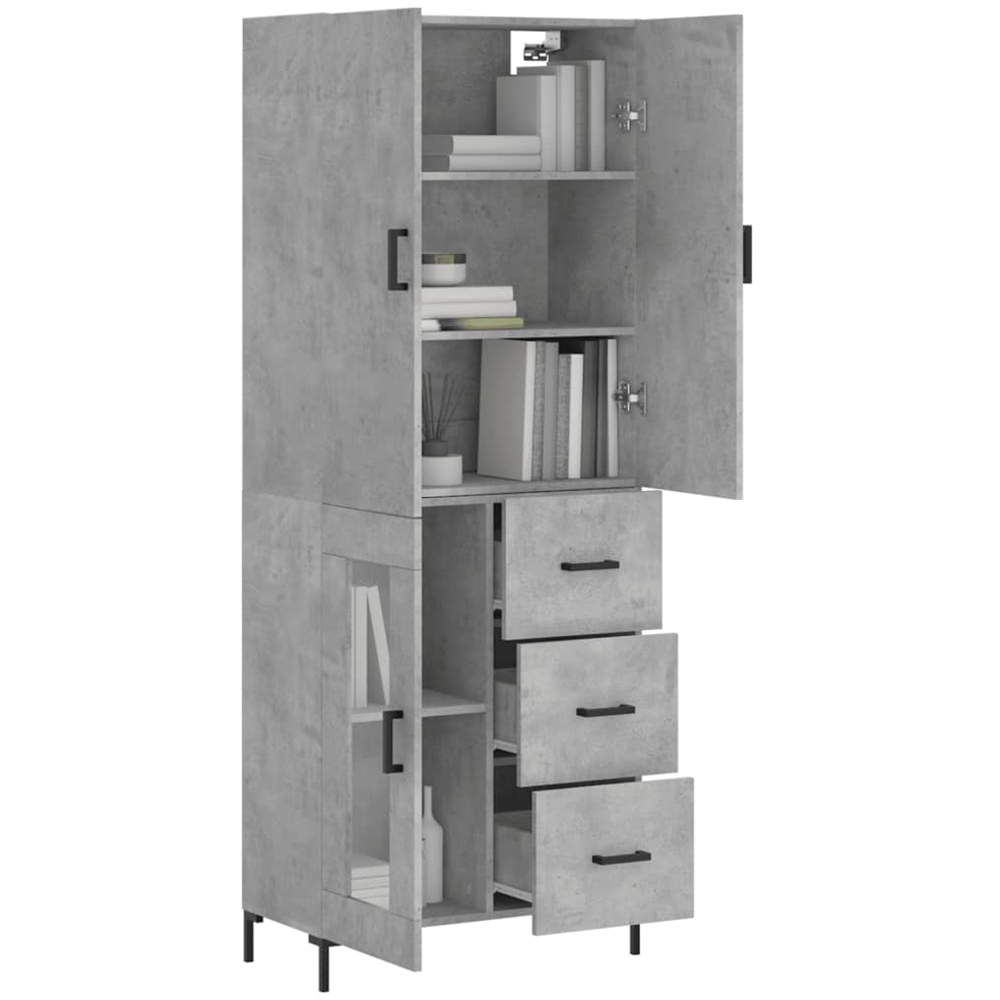 vidaXL 3 Door 3 Drawer Concrete Grey Highboard Image 3