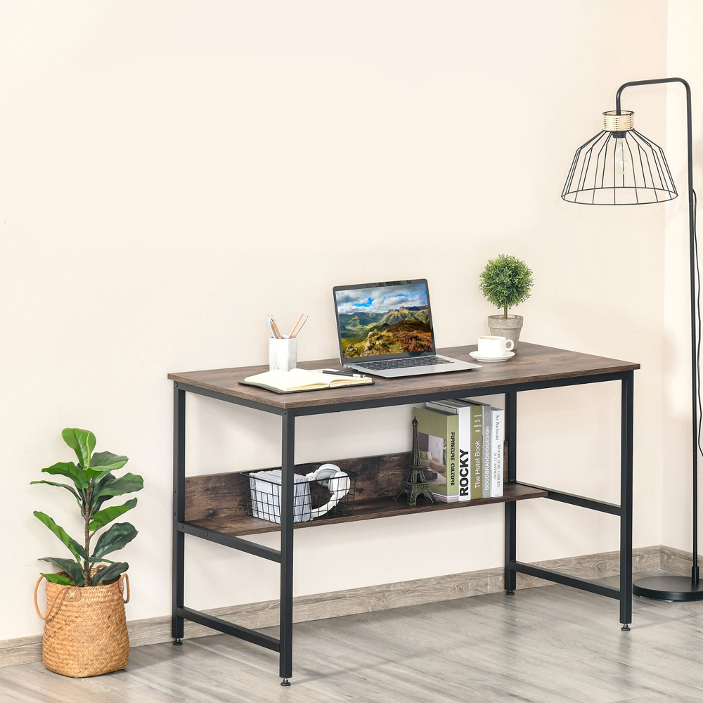 Portland Adjustable Study Metal Desk Brown and Black Image 4