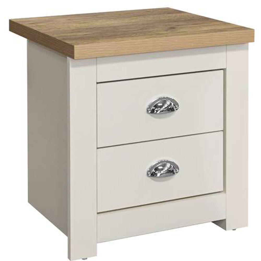 Highgate 2 Drawer Cream and Oak Bedside Table Image 2