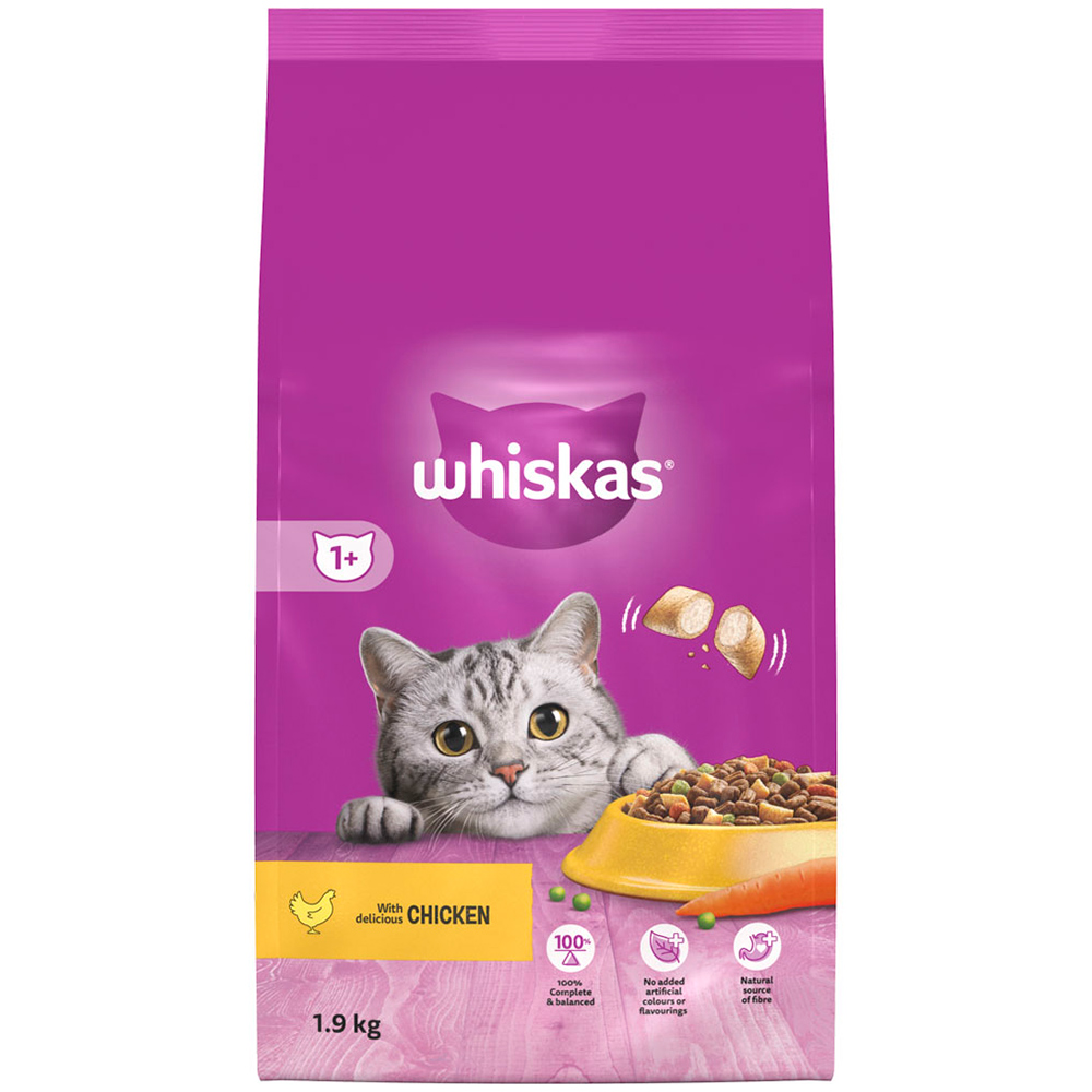 Whiskas Adult Chicken Flavour Dry Cat Food 1.9kg | Wilko