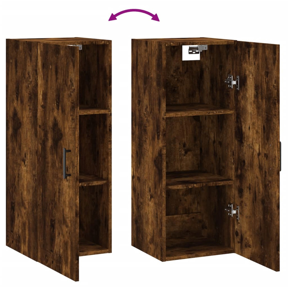 vidaXL Single Door Brown Smoked Oak Wall Mounted Cabinet Image 8