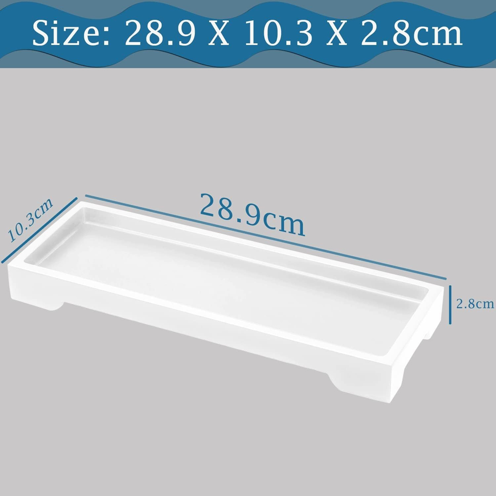 ATEK Small White Multi-Purpose Resin Vanity Serving Tray Image 5