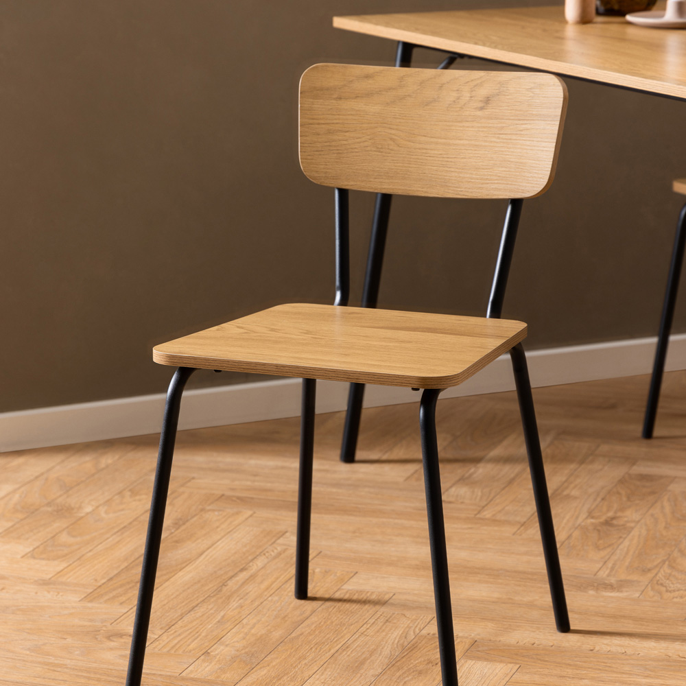 Florence Peru 4 Seater Dining Table Black and Oak Image 8